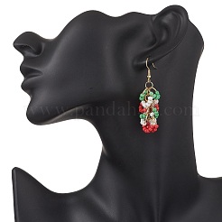 Brass Glass Chip Dangle Earrings&nbsp;EJEW-TA00724