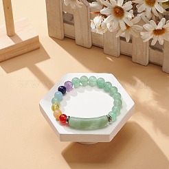 Natural Green Aventurine Rectangle & Mixed Stone Beaded Stretch Bracelet&nbsp;BJEW-JB08981-01