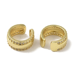 Rack Plating Brass Micro Pave Clear Cubic Zirconia Ring Cuff Earrings for Women&nbsp;EJEW-P280-06G