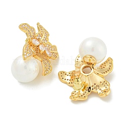 Rack Plating Brass Micro Pave Clear Cubic Zirconia Stud Earrings&nbsp;EJEW-H014-12G