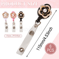 6Pcs 3 Styles Flower Alloy Enamel Badge Reels&nbsp;HJEW-TAC0157