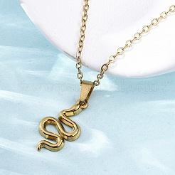 Snake 304 Stainless Steel Pendant Necklaces&nbsp;NJEW-M096-03G