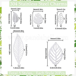 100Pcs 5 Styles 304 & 201 & 316 Surgical Stainless Steel Pendants&nbsp;STAS-SC0006-84
