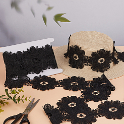 4 Yards Flower Polyester Embroidery Lace Ribbon&nbsp;OCOR-MA0001-41B