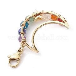 Chakra Natural Gemstone Wire Wrapped Moon Pendant Decorations&nbsp;HJEW-TA00241
