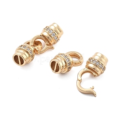 Brass Micro Pave Clear Cubic Zirconia Fold Over Clasps&nbsp;KK-B125-14G