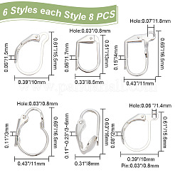 48Pcs 6 Styles Brass Leverback Earring Findings&nbsp;KK-AR0003-59S