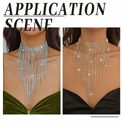 1Pc Iron Rhinestone Tennis Chains Bib Necklace&nbsp;NJEW-FG0001-11B