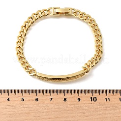 Brass Micro Pave Clear Cubic Zirconia Rectangle Link Bracelets&nbsp;BJEW-F498-01B-G