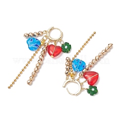 Lmapwork Heart with Flower Hoop Earrings&nbsp;EJEW-JE06253