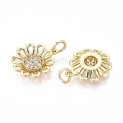 Brass Micro Pave Cubic Zirconia Pendants&nbsp;KK-T071-102G