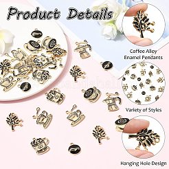30Pcs 6 Styles Blended Coffee Alloy Enamel Pendants&nbsp;ENAM-CJ0007-64