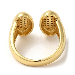 Brass Micro Pave Clear Cubic Zirconia Open Cuff Rings for Women&nbsp;RJEW-U008-02A-G