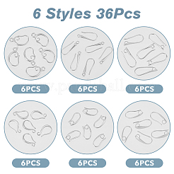 36Pcs 6 Style Brass Earring Hooks&nbsp;KK-FH0006-37