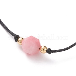 Faceted Natural Dyed Rhodochrosite Pendant Necklaces&nbsp;NJEW-JN03230-02
