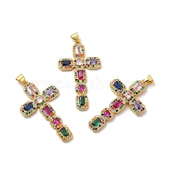 Rack Plating Eco-Friendly Brass Micro Pave Cubic Zirconia Pendants&nbsp;X-KK-A177-05G