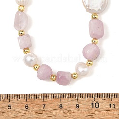 Natural Kunzite Nuggets & Natural Cultured Freshwater Pearl & Keshi Pearl Coin Beaded Bracelets&nbsp;NJEW-JN06574-01