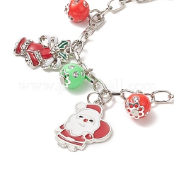 Christmas Tree & Santa Claus Alloy Enamel & Acrylic Charm Bracelet&nbsp;BJEW-JB09301
