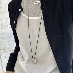 Alloy Pendant Black Waxed Cord Long Necklaces for Women&nbsp;FS-WG7FF48-04