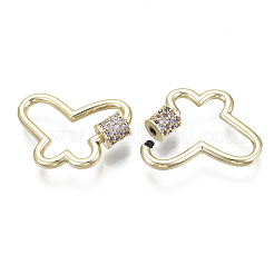 Brass Micro Pave Cubic Zirconia Screw Carabiner Lock Charms&nbsp;KK-R136-071E-NF