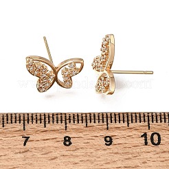 Brass Micro Pave Cubic Zirconia Stud Earrings&nbsp;KK-CBA7960-11G