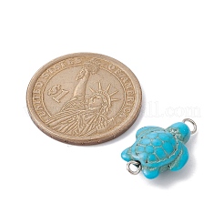 Synthetic Turquoise Dyed Connector Charms&nbsp;PALLOY-JF02351-01