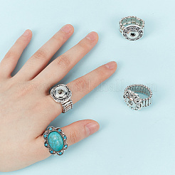 4Pcs 4 Styles Alloy Snap Rings for Women Men&nbsp;RJEW-DR0001-03A