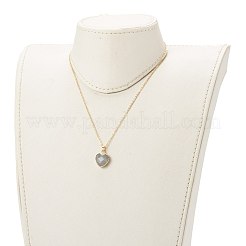 Mixed Natural Gemstone Heart Pendant Necklaces&nbsp;NJEW-JN03491