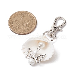 Angel Alloy & Natural Shell Pendant Decorations&nbsp;HJEW-JM02016-03