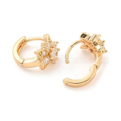 Brass Micro Pave Clear Cubic Zirconia Hoop Earrings&nbsp;EJEW-A107-02B-KCG