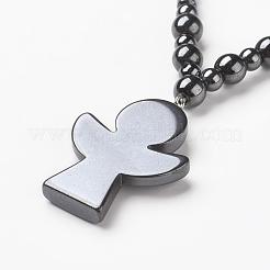 Non-magnetic Synthetic Hematite Pendant Necklaces&nbsp;NJEW-G290-18