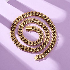 12MM 304 Stainless Steel Cuban Link Chain Necklaces for Unisex&nbsp;NJEW-K295-02C-G