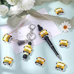 10Pcs School Bus Food Grade Eco-Friendly Silicone Focal Beads&nbsp;SIL-SC0003-11