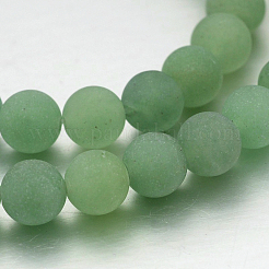 Frosted Round Natural Green Aventurine Bead Strands&nbsp;X-G-J338-05-8mm