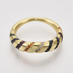 Brass Micro Pave Cubic Zirconia Finger Rings&nbsp;ZIRC-Q022-025G-NF
