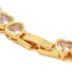 Rack Plating Brass Pave Cubic Zirconia Heart Link Bracelets&nbsp;BJEW-Q347-05G-03