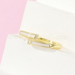 Brass Micro Pave Cubic Zirconia Cuff Rings&nbsp;RJEW-S400-12G