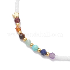Chakra Glass Seed & Natural Mixed Gemstone Bead Bracelets for Women&nbsp;BJEW-JB12632