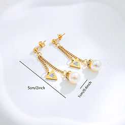 Stainless Steel Triangle with Round Dangle Stud Earrings&nbsp;LW3249