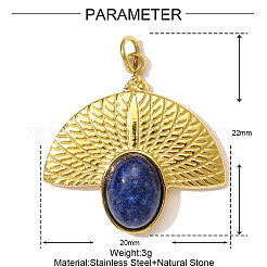 304 Stainless Steel with Natural Lapis Lazuli Pendants&nbsp;STAS-OY001-66G
