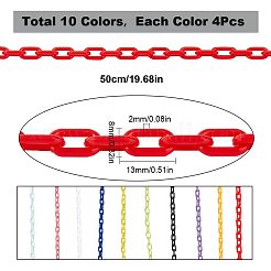 40 Strands 10 Colors Opaque Acrylic Cable Chains&nbsp;SACR-SC0001-15
