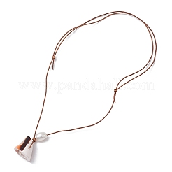 Summer Beach Natural Cultured Freshwater Pearl & Natural Shell Pendant Necklaces&nbsp;NJEW-JN05100-03