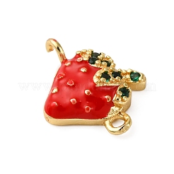 Brass Micro Pave Green Cubic Zirconia Fruit Connector Charms&nbsp;KK-I276-15G-A01