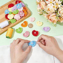 32Pcs 8 Colors Heart Wool Knitting with Plastic Pearl Cabochons&nbsp;DIY-FG0005-57