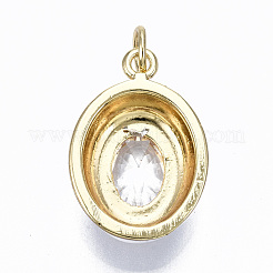 Brass Clear Cubic Zirconia Pendants&nbsp;ZIRC-S067-022-NR