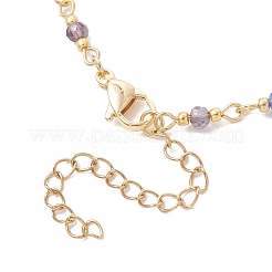 7-Color Faceted Rondelle Glass Handmade Link Chain Ancklet Making&nbsp;AJEW-JB01596