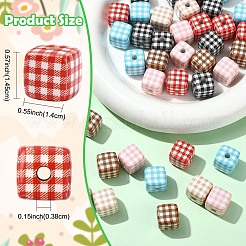 24Pcs 6 Colors Printed Opaque Acrylic Beads&nbsp;MACR-YW0004-77