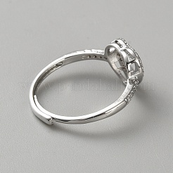Brass Rhinestones Adjustable Ring Components&nbsp;FIND-WH0817-014P-A