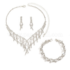 Horse Eye Alloy Crystal Rhinestone & Plastic Pearl Chain Necklaces & Stud Earrings & Bracelets Sets &nbsp;FS-WG3003B-01