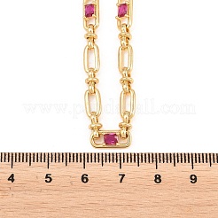 5MM Brass Pave Cubic Zirconia Oval Link Chain Necklaces&nbsp;NJEW-D324-01G-02